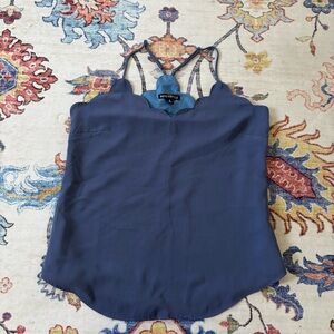 J. Crew Dusty Blue Scalloped Trim Camisole Tank Blouse Size 0